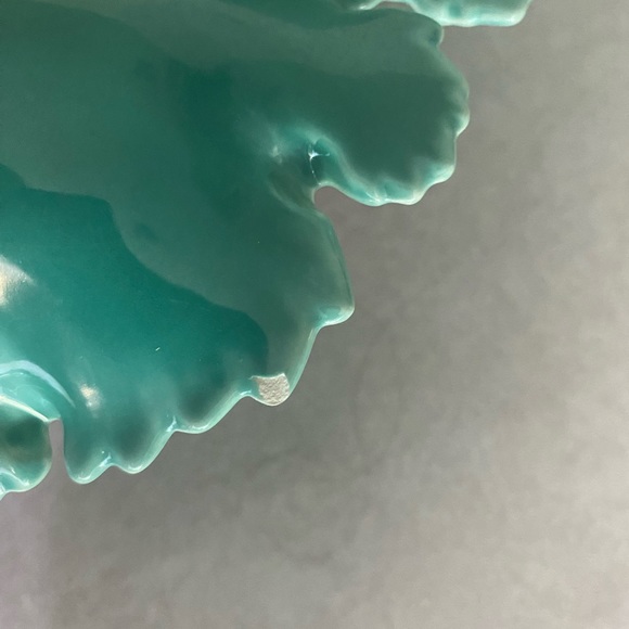 Vintage Enchanto candy dish turquoise leaves (cabbage?) and pink rose - Picture 8 of 16